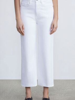 Lafayette 148 White Wyckoff Cropped Wide-Leg Jeans, Size 29, NWT